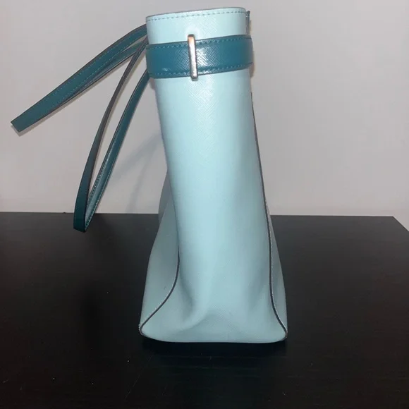 kate spade Two-Tone Light and Dark Teal Leather Tote - Picture 5 of 9